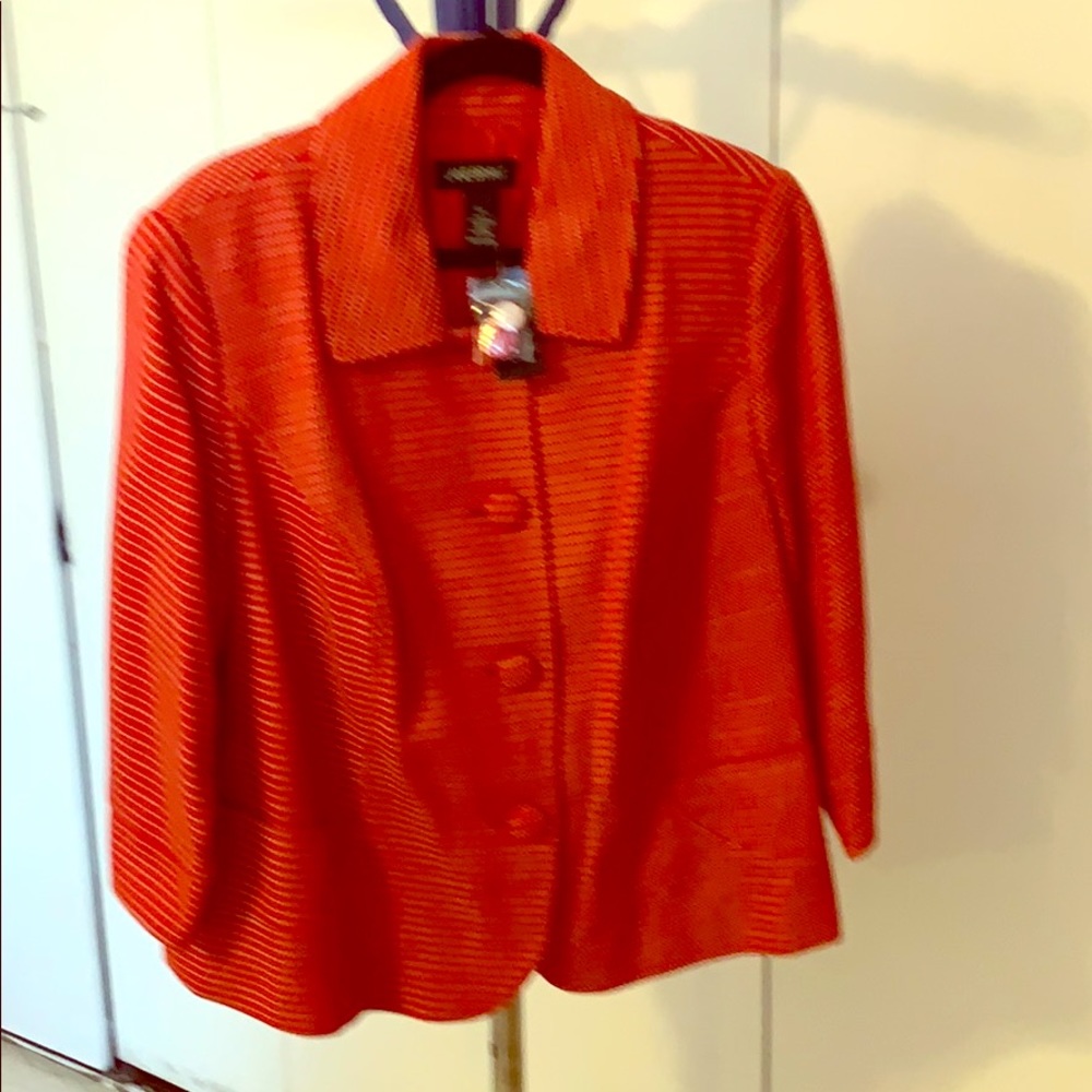 Lane Bryant red blazer with white stitching